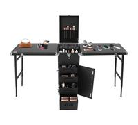 Table de manucure professionnelle avec tiroirs, station de manucure mobile, trousse de maquillage portable, 4 roulettes universelles, design double table, convient pour une utilisation multiple
