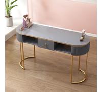 Table de manucure Professionnelle Moderne avec tiroirs et Armoire de Rangement - Poste de Travail Fonctionnel en Bois pour Salon et Usage Domestique, 120 cm, Gris