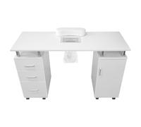 Table de Manucure Professionnelle sur roulettes en MDF pour Salon Esthétique De Beauté Bar à Ongles Vernis avec Aspirateur à Poussières 6W 220-240V 120 x 45cm Rangement Coussin pour Repos Mains