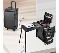 Table de manucure roulante à 5 tiroirs, chariot de maquillage pliable, bureau à ongles, étui de maquillage sur roulettes, Table à ongles cosmétique, poste de travail Mobile Classical Black