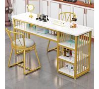 Table de manucure Station Bureau à Ongles, Texture marbrée avec Plusieurs étagères Ouvertes, Salon de Spa workeasy Assembly (100X40X78Cm)