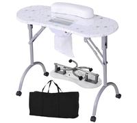Table de manucure Station Por, Bureau d’Ongles Pliable avec dépoussiéreur électrique, 4 Roues universelles et Sac de Transport, pour la Technologie des Ongles (Couleur :)