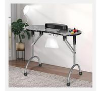 Table de manucure Station Pornail avec collecteur de poussière et Lampe LED USB, Bureau Pliable Nail Tech sur Roues pour Une Utilisation Professionnelle dans Les spas et Les Salons, Travail