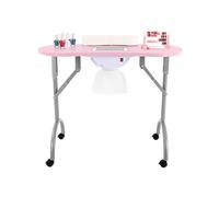 Table de Manucure Table à Manucure Pliable Professionnelle Table Onglerie Table de Manucure Pratique Avec Ventilateur,Roues, Sac à Main, Sac à Poussière et Tapis de Poignet(90*40*72.5cm) (Rose)