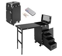 Table de Manucure Table à Ongles, Table de Manucure Mobile Pliable avec Télécommande et Boîte de Tiroir de Maquillage, Table à Ongles avec 4 Tiroirs pour Technicien à Domicile, Spa, Salon de Beauté