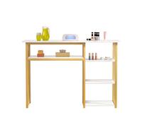Table de manucure - Table de travail effet marbré avec plusieurs étagères ouvertes - 100 cm x 40 cm x 76 cm