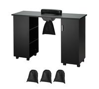 Table de manucure VEVOR Station de table à ongles avec collecteur de poussière électrique, bureau mobile Nail-Tech avec 8 roues (4 blocables) 3 sacs à poussière et repose-poignet, poste de travail d'a