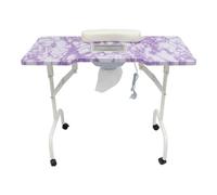Table de manucure violette avec fonction d'aspiration - Table mobile avec 4 roulettes pivotantes et frein - Dimensions : 95 x 48 x 72,5 cm - Bureau pour technicien des ongles pour la maison, le studio