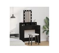 Table de maquillage avec des lumières LED en chêne noir 79x41x140 cm Noir G
