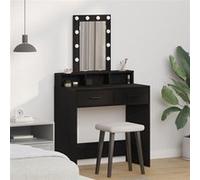 vidaXL Coiffeuse moderne 79x41x140 cm Noir – Bois d'ingénierie, miroir LED, 1 tiroir, port USB
