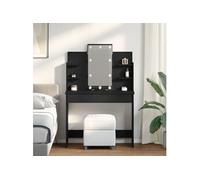 vidaXL Table de maquillage Chêne noir avec éclairage LED 96x40x142 cm