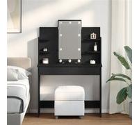 Table De Maquillage Vidaxl Avec Éclairage Led Chêne Noir 96x40x142 Cm Noir