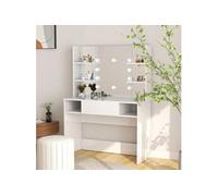 Table de Maquillage avec Eclairage LED MDF Gris Brillant Cosmétique vidaXL