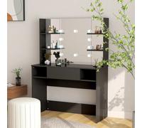 Table de Maquillage avec Eclairage LED MDF Gris Brillant Cosmétique vidaXL