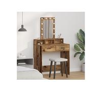 Table de Maquillage avec Eclairage LED Style Bois Vintage, 79x41x140 cm