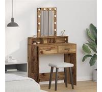 Table de Maquillage avec Éclairage LED Style Bois Vintage, 79x41x140 cm