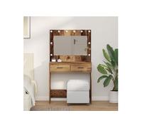 Table De Maquillage Vidaxl Avec Lumières Led Bois Ancien 78,5x41x135 Cm