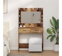 Table De Maquillage Vidaxl Avec Lumières Led Bois Ancien 78,5x41x135 Cm