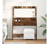 Vidaxl Table De Maquillage Avec Lumières Led - Bois Vintage - 100x41x135 Cm