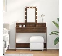 Table de maquillage avec lumières LED Chêne brun 100x41x140 cm