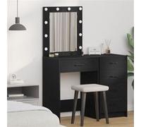 vidaXL Table de maquillage avec lumières LED Chêne noir 50x41x135 cm