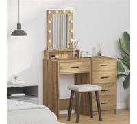 Table De Maquillage Vidaxl Avec Lumières Led En Chêne Artisan 50x41x140 Cm