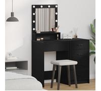 Table de maquillage avec lumières LED, en chêne noir, 50x41x135 cm