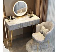 Table de maquillage avec miroir éclairé, coiffeuse avec tabouret rembourré, Coiffeuse maquillage multifonctionnelle avec 2 grands tiroirs pour chambre salle de bain ( Color : C , Size : 100cm/39.3in )