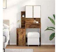 vidaXL Coiffeuse Bois Ancien 80 x 35 x 132 cm Bois d'ingénierie, Coiffeuse rectangulaire Moderne, Table de Maquillage et rangements cosmétique, élégante et Pratique.