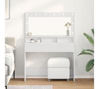 Table de maquillage blanche vidaXL avec lumières LED - 100x41x135 cm