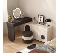 Table de maquillage en bois massif sans formaldéhyde réglable avec angle de miroir tricolore dégradé de couleur finition chêne naturel parfaite pour chambre à coucher et salon