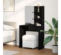 Table de Maquillage en Chêne Noir avec Miroir 74.5 x 40 x 141 cm Noir G