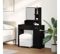 vidaXL Coiffeuse moderne Chêne noir – 86,5×35×136 cm – Bois d'ingénierie, tiroir, miroir plat
