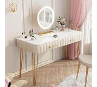 Table de maquillage LED avec 3 niveaux de luminosité réglables, 2 tiroirs et 2 petits compartiments de rangement, idée, 75 x 100 x 40 cm