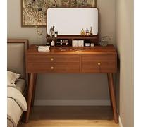 Table de maquillage LED avec 4 tiroirs et 2 étagères - Élégante et fonctionnelle pour chambre et salle de bain de filles et de femmes