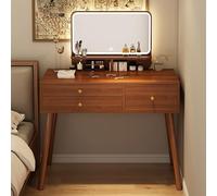 Table de maquillage LED avec 4 tiroirs et 2 étagères - Élégante et fonctionnelle pour chambre et salle de bain de filles et de femmes