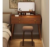 Table de maquillage LED avec 4 tiroirs et 2 étagères - Élégante et fonctionnelle pour chambre et salle de bain de filles et de femmes