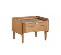 Table de maquillage marron avec plateau en verre - Commode de chambre en bois massif, meuble peu encombrant avec tiroirs pour petits appartements, table de chevet élégante pour s'habiller.