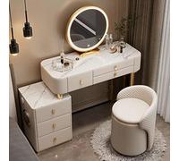 Table de maquillage moderne avec miroir LED Smart Touch 3 modes d'éclairage de couleur 3 tiroirs armoire de rangement et station de charge USB idéale pour chambre Glamouristas
