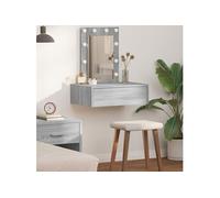 Table de maquillage murale vidaXL avec lumières LED Gris Sonoma