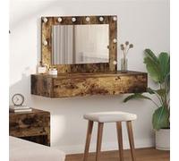 Table de Maquillage Murale avec Éclairages LED en Chêne Fumé Chêne fumé G