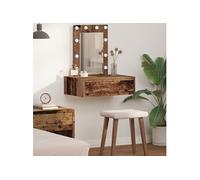 Table De Maquillage Murale Vidaxl Avec Éclairage Led En Vieux Bois