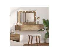 vidaXL Table de maquillage murale Chêne Artisan avec éclairage LED
