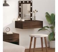 Table De Maquillage Suspendue Vidaxl Avec Lumières Led En Chêne Marron Marron