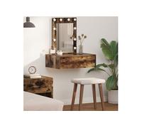 Vidaxl Table De Maquillage Murale Avec Lumières Led En Chêne Fumé