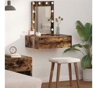 Table de maquillage murale avec lumières LED en chêne fumé Chêne fumé G