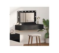 Table De Maquillage Murale Vidaxl Avec Des Lumières Led En Chêne Noir Noir