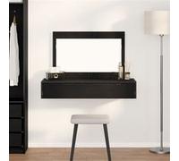 Table de maquillage murale en chêne noir, 100x40x70 cm Noir