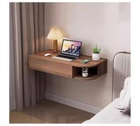 Table de maquillage murale flottante élégante avec tiroir, coins blancs, idéale pour chambre à coucher et coiffeur, bureau d'ordinateur polyvalent (marron, gauche, 60 x 40 x 15,5 cm)