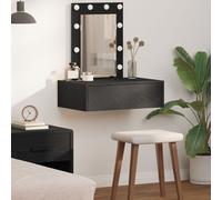 Table de maquillage murale vidaXL avec des lumières LED en chêne noir